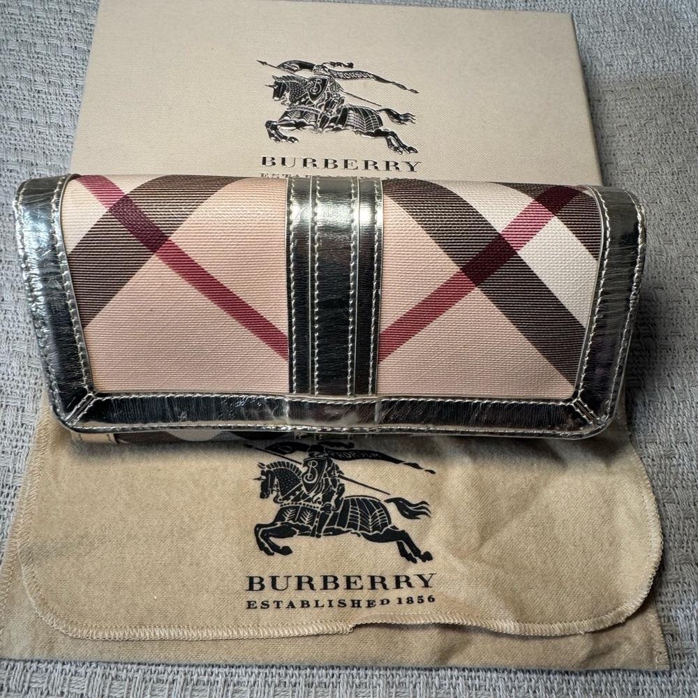 Burberry Clutch with Plaid and Metallic Accents